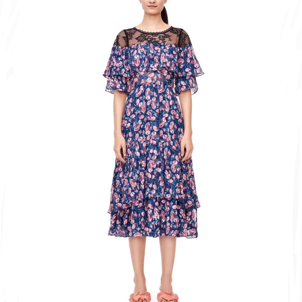 NWT Rebecca Taylor Tea Rose Midi Dress